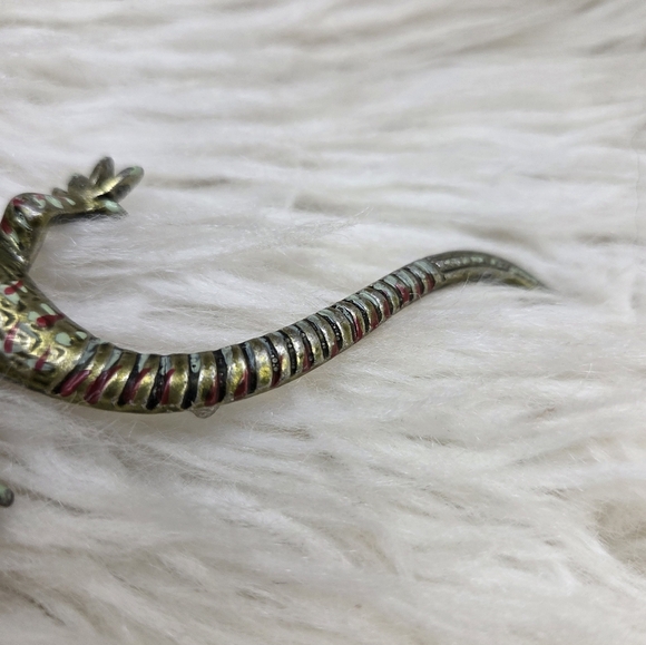 Vintage 1940s Coro Lizard Rhinestone Enamel Brooch Pin - Picture 4 of 11